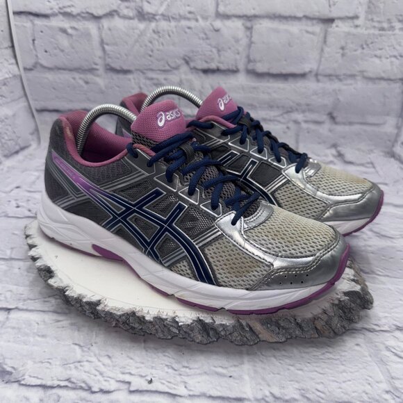 Asics Gel Contend 4 Running Shoes Womens 11D T765N Gray Purple Casual Athletic - Picture 2 of 11